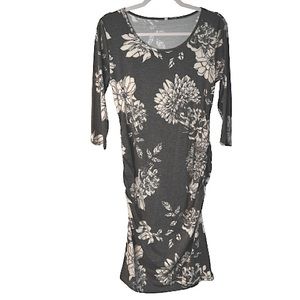 Unbranded Women’s Maternity Dress Size Medium Gray with White Floral Print